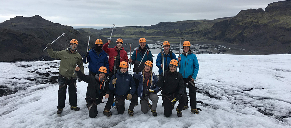class of 2019 on glacier in iceland